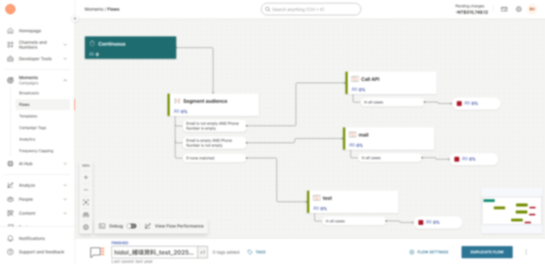 Infobip 自動化 flow — 行為觸發通知流程